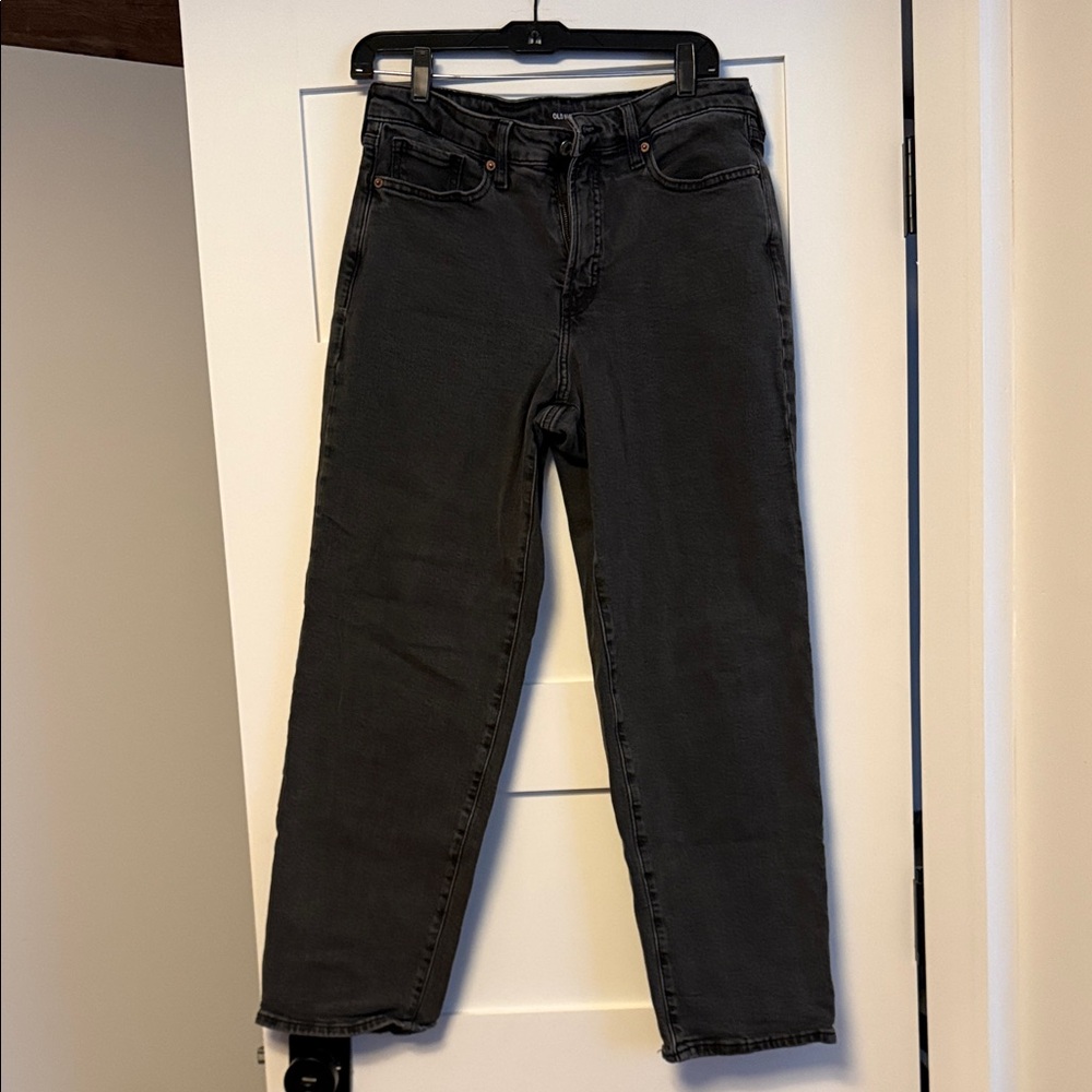 Women's High-Rise Straight-Leg Black Jeans